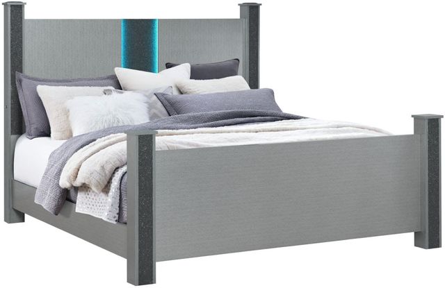 Global Furniture USA Logan Siver King Bed with LED and Speakers-0