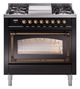 Ilve® Nostalgie II Noblesse 36'' Glossy Black Pro Style Dual Fuel Range with Burnished Trim-0
