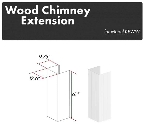 ZLINE 61 in. Shiplap Bright White Wooden Chimney Extension for Ceilings up to 12 ft. (KPWW-E)