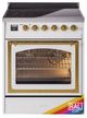 Ilve® Nostalgie II Noblesse 30'' Custom RAL Color Pro Style Induction Range with Brass Trim-0