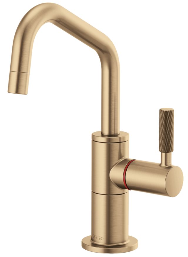 Brizo Litze® Brilliance® Luxe Gold® Instant Hot Faucet with Angled Spout and Knurled Handle-0
