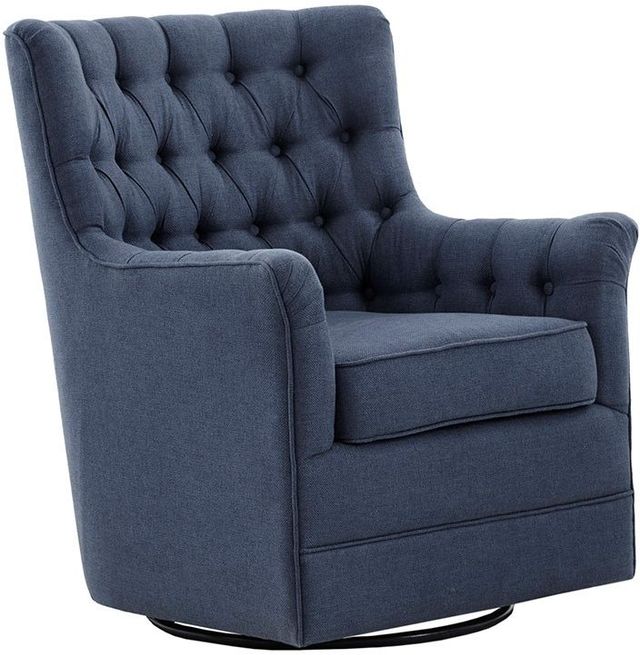 Olliix by Madison Park Blue Mathis Swivel Glider Chair-1