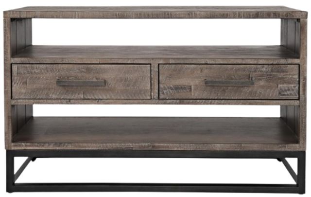 Jofran Inc. East Hampton Distressed Gray Console Table with Black Base-1