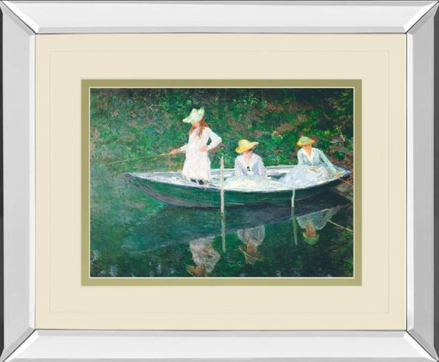 Classy Art The Boat at Giverny by Claude Monet Mirror Framed Wall Art-0