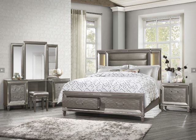 Homelegance® Tamsin Silver-Gray Metallic Vanity with Mirror-1
