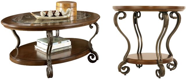 Signature Design by Ashley® Nestor 2-Piece Medium Brown Living Room Tables Set-0