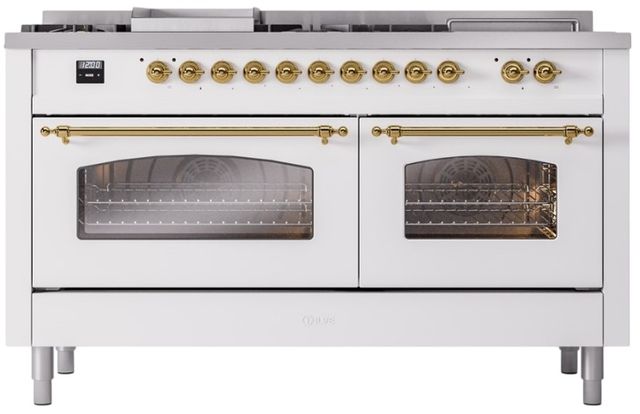 Ilve® Nostalgie II Series 60" White Pro Style Dual Fuel Range-2