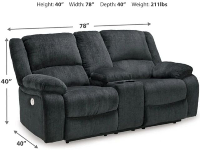 Signature Design by Ashley® Draycoll Slate Double Power Reclining Loveseat with Console-2