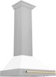 ZLINE Autograph Edition 30" Satin Stainless Steel Convertible Wall Mounted Range Hood with White Matte Shell and Polished Gold Handle-2