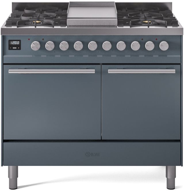 Ilve® Professional Plus II 40" Blue Grey Pro Style Dual Fuel Range-0