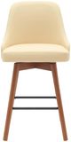 Armen Living Sicily Cream/Walnut Swivel Counter Stool-1