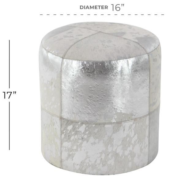 Deco Marche U Select Silver Ottoman with Patchwork Pattern-2