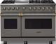 Viking® 5 Series 48" Damascus Gray Pro Style Dual Fuel (LP) Range with Brushed Brass Trim-0