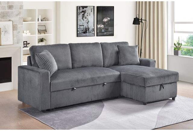 Mazin Furniture Brecker Dark Grey 2-Piece Sectional Sleeper with Storage Chaise-4