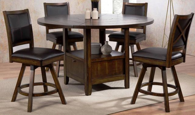 Urban Styles Furniture New Jersey 5-Piece Brown Counter Height Dining Set-0