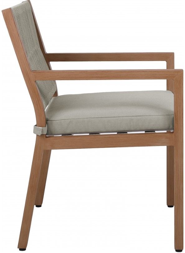 Meridian Furniture Maui Gray/Brown Aluminum Outdoor Dining Arm Chair-3