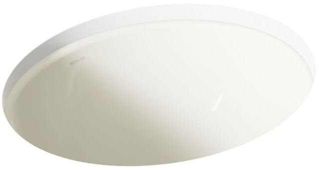 Kohler Caxton® Biscuit 19.25" Oval Undermount Bathroom Sink with Glazed Underside, No Overflow-0