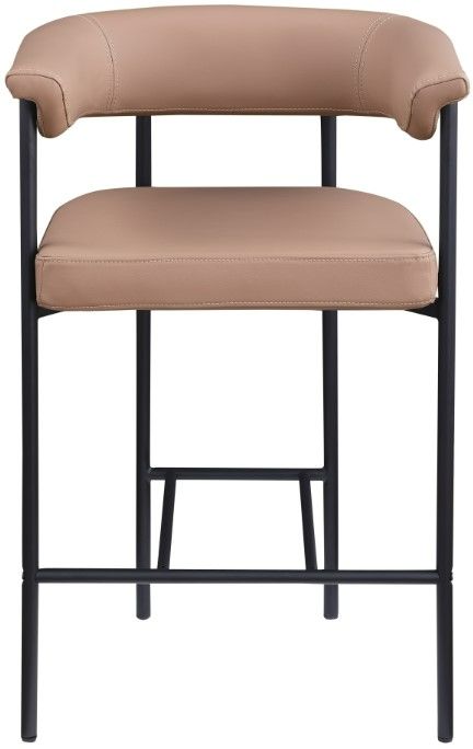 Meridian Furniture Malin Tan/Matte Black Vegan Leather Counter Stool-1