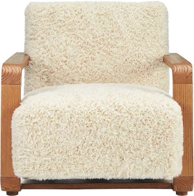 Moe's Home Collection Eckersley Cream Faux Fur Lounge Chair-1