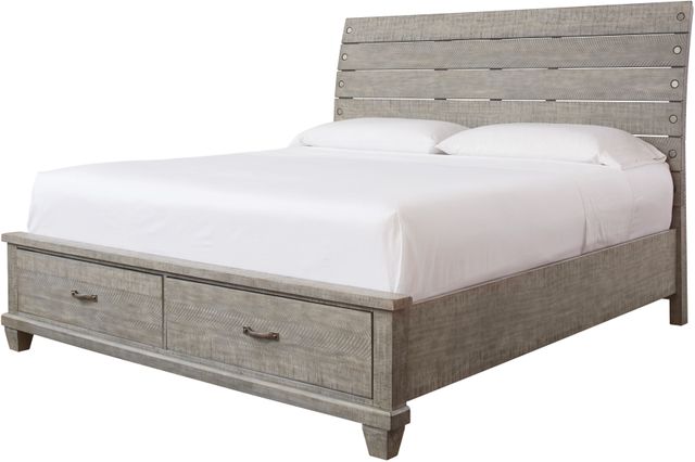 Benchcraft® Naydell 4-Piece Rustic Gray Queen Panel Bed with Storage Set-1