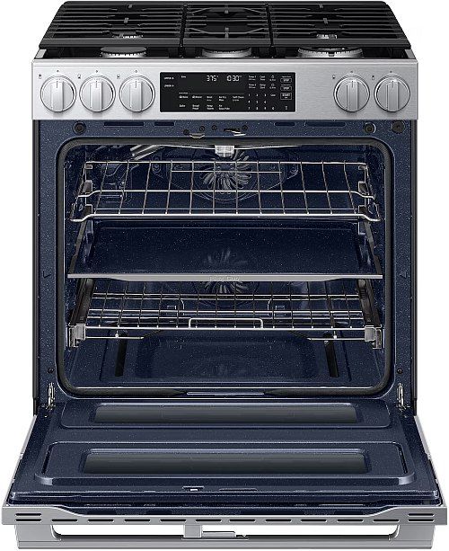 Samsung 30" Silver Slide-In Gas Range with Air Fry Max-1