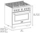 ZLINE Autograph Edition Paramount 36" 5.2 Cu. Ft. Satin Stainless Steel Gas Range with 6 Burner DuoPro™ Cooktop and Convection Gas Oven with White Matte Door and Polished Gold Accents-1