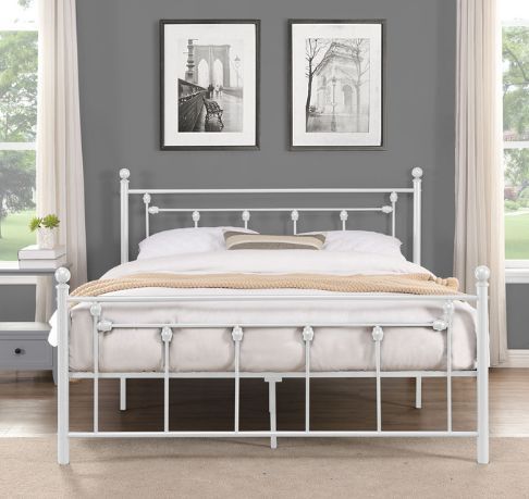 Milton Greens Stars White Full Victorian Style Metal Platform Bed-2