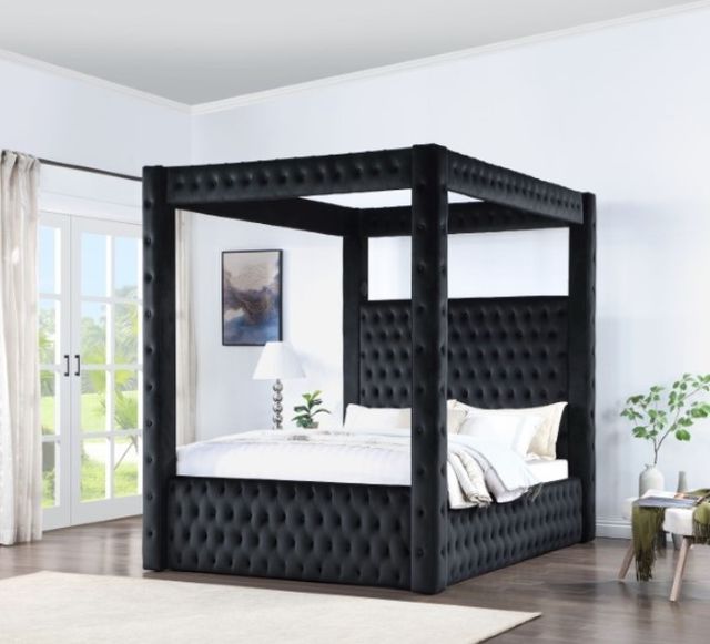 Furniture of America® Etherea Black Eastern King Poster Bed-3