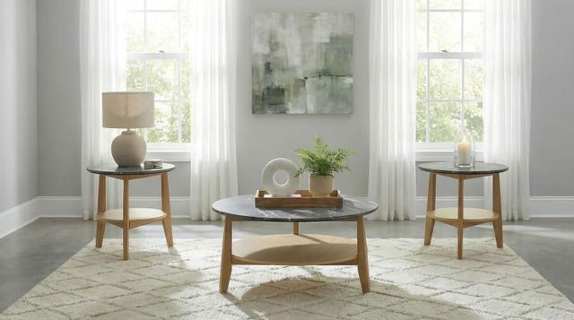 Coaster® Bradley 3-Piece Gray/Natural Coffee Table Set-1