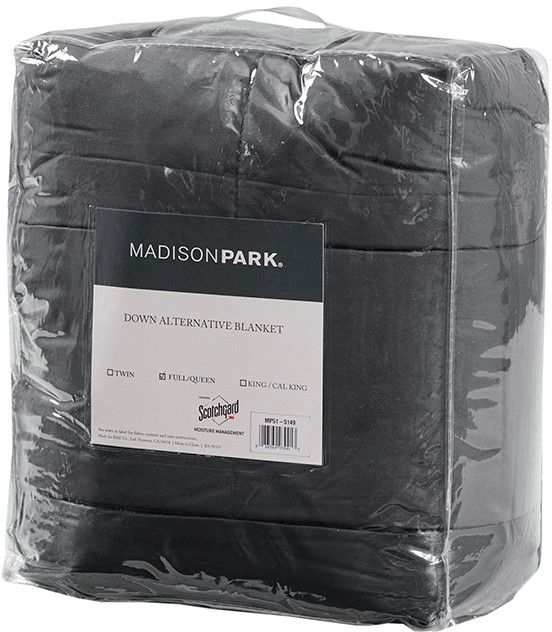 Olliix by Madison Park Charcoal All Season Hypoallergenic Microfiber Down Alternative Full/Queen Windom Blanket-2