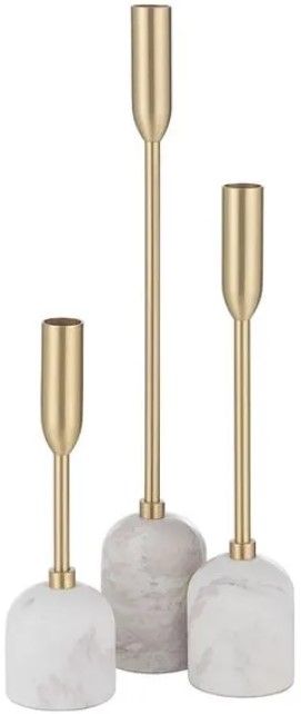 Renwil® Marchesa 3-Piece Brass/White Candle Holder Set-0
