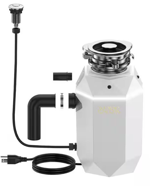 FORNO ACQUA® BrightDIAMOND 1 HP Continuous Feed Moonstone Garbage Disposal with Surround LED and Integrated Air Switch-0