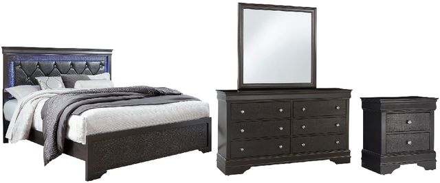Global Furniture USA Pompei 4-Piece Metallic Gray Queen Panel Bedroom Set-0