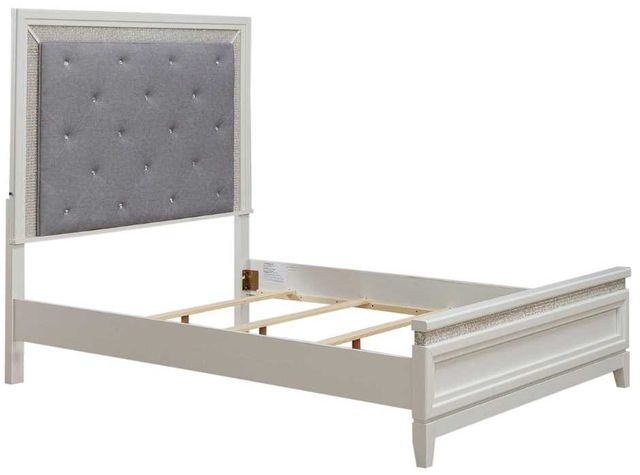 Liberty Furniture Reflections 4-Piece Gray/Pearl White/Rhinestone Queen Upholstered Bedroom Set-2