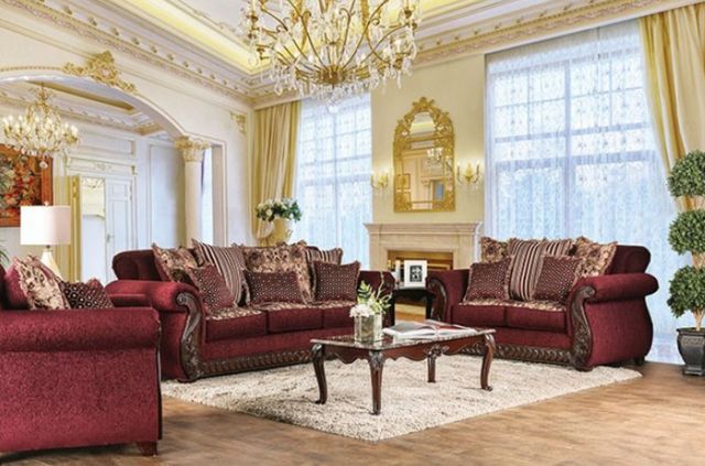Furniture of America® Tabitha Wine Loveseat-1