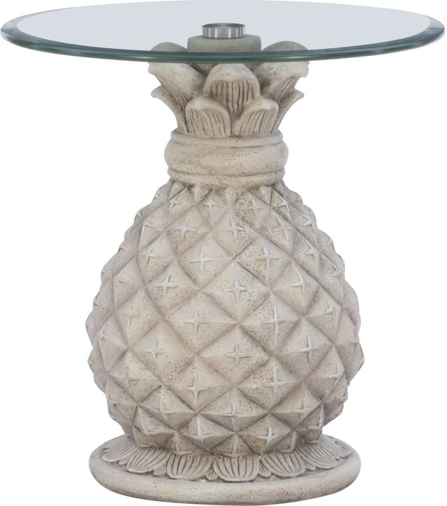 Powell® Penelope Glass Top Pineapple Side Table with Cream Base-0