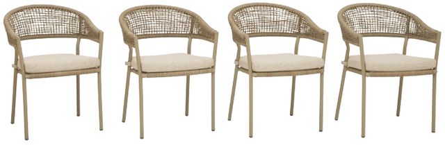 Clearance Signature Design by Ashley® Orchard Beach 5-Piece Beige Wicker/Wooden Outdoor Dining Set-3