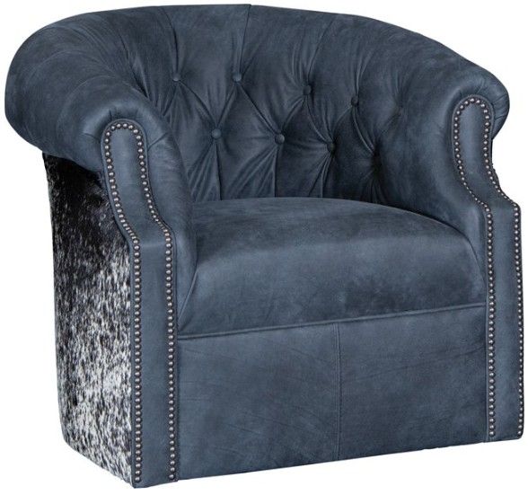 Mayo Furniture Customizable 36" Leather and Hair on Hide Swivel Chair-0