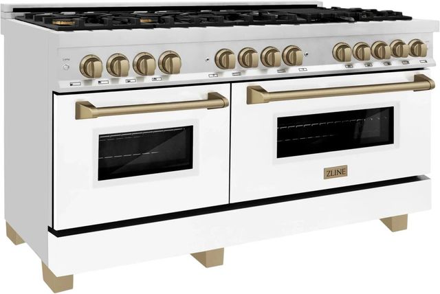 ZLINE Autograph Edition 60" Stainless Steel Pro Style Dual Fuel Range with White Matte Door-1