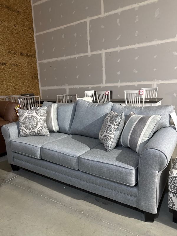 Clearance Fusion Furniture Grande Mist Gray Sofa-0