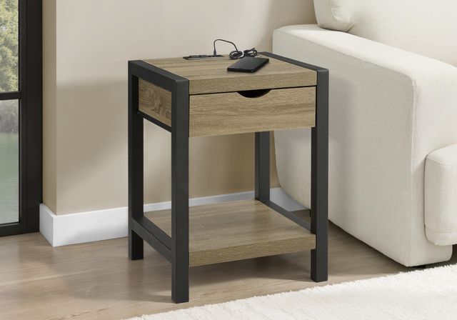 Monarch Specialties Inc. Black/Dark Taupe 24" End Side Table with 1 Drawer-1