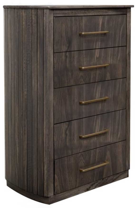 International Furniture Direct Dark Mezquite Black Curved Chest-0