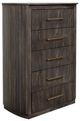 International Furniture Direct Dark Mezquite Black Curved Chest-0