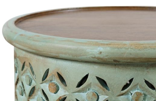 Jofran Inc. Global Archive Decker Turquoise Large Drum Table-4