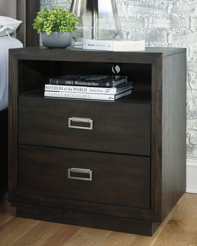 Signature Design by Ashley® Hyndell Dark Brown Nightstand-2