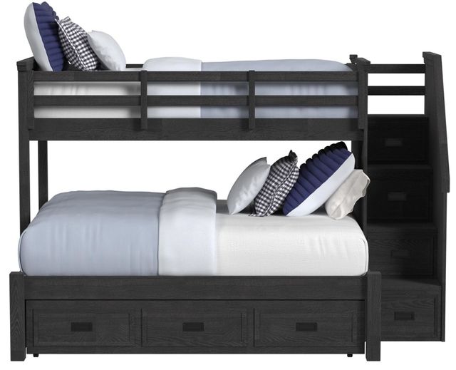 Elements International Hampton Kids Charcoal Youth Twin/Full Loft Bed with Staircase and Trundle-2