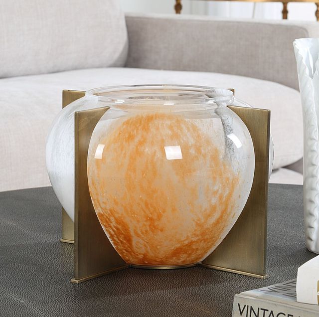 Uttermost® Amber Swirl White/Yellow Vase-2