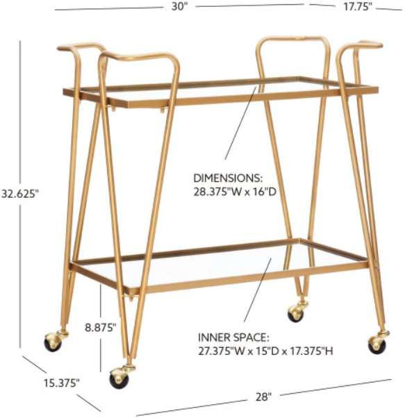 Linon Ellie Gold Bar Cart-2