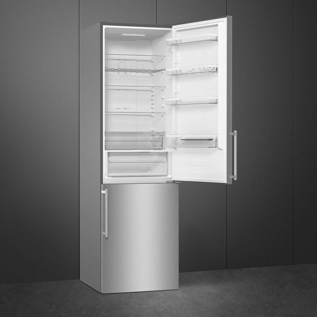 Smeg 24" 12.5 Cu. Ft. Fingerprint-Proof Stainless Steel Counter Depth Bottom Freezer Refrigerator-4