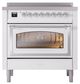 Ilve® Nostalgie II Noblesse 36'' White Pro Style Induction Range with Chrome Trim-1